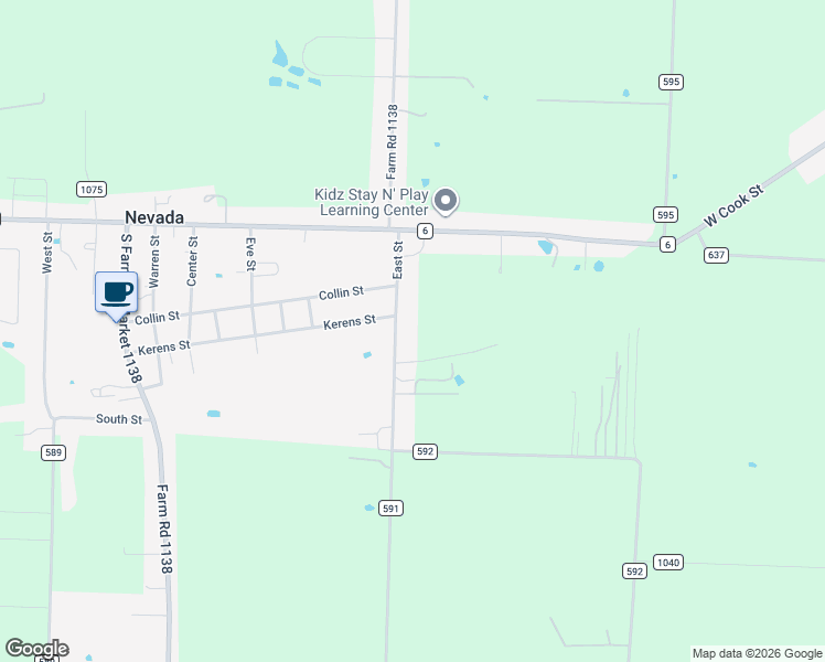 map of restaurants, bars, coffee shops, grocery stores, and more near 303 County Road 591 in Nevada