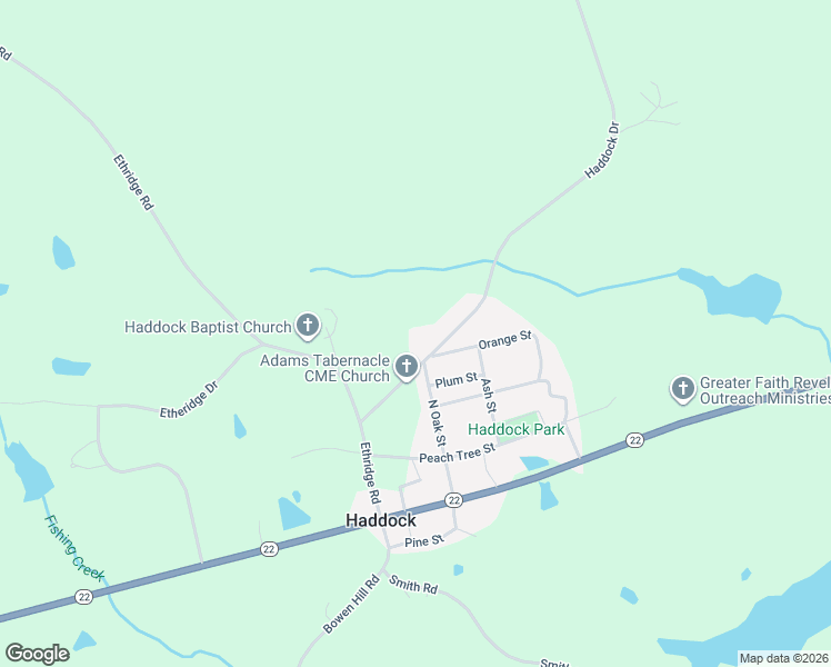 map of restaurants, bars, coffee shops, grocery stores, and more near 153 Haddock Drive in Haddock