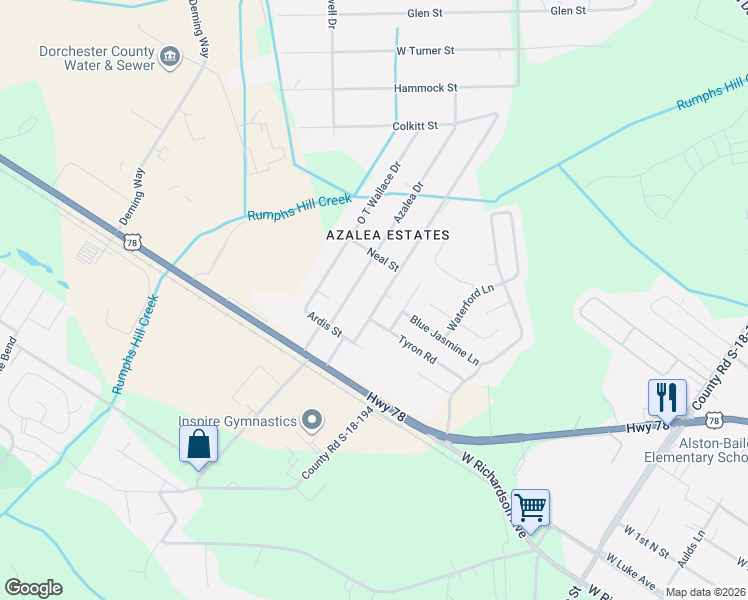 map of restaurants, bars, coffee shops, grocery stores, and more near 135 Lawrence Drive in Summerville
