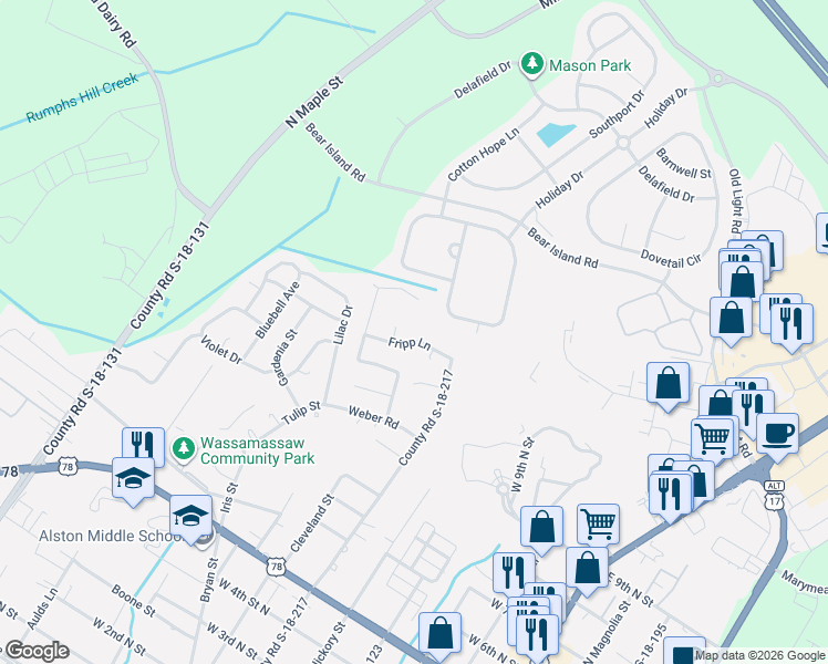 map of restaurants, bars, coffee shops, grocery stores, and more near 113 Fripp Lane in Summerville