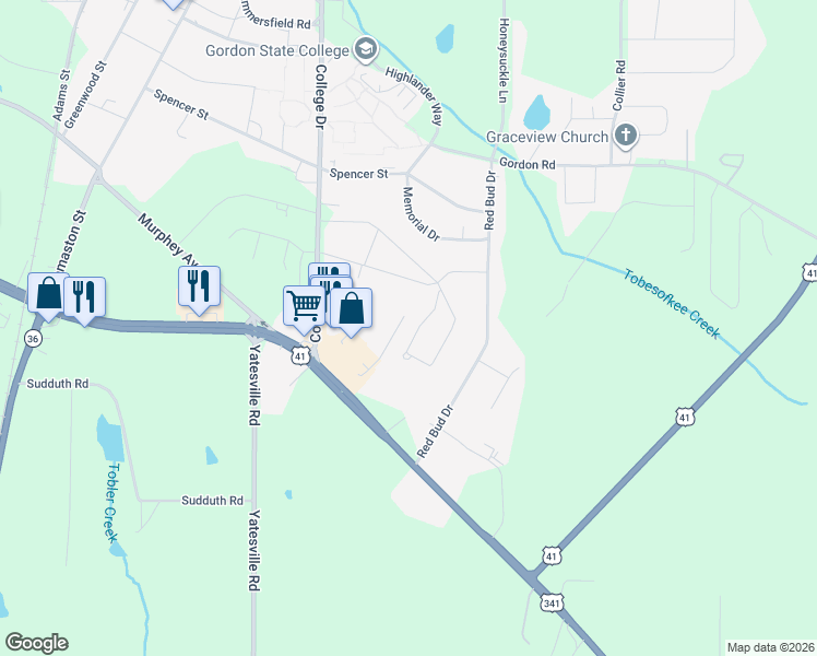 map of restaurants, bars, coffee shops, grocery stores, and more near 325 Pine Street in Barnesville