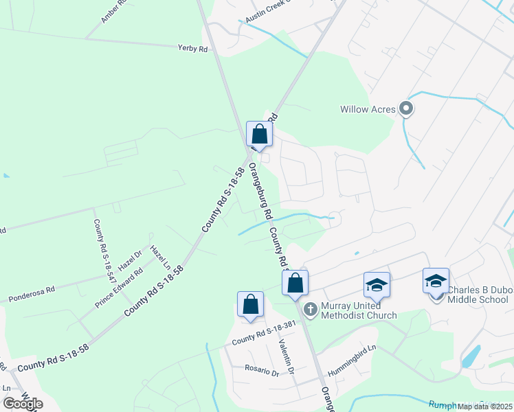 map of restaurants, bars, coffee shops, grocery stores, and more near 106 Whispering Wood Drive in Summerville