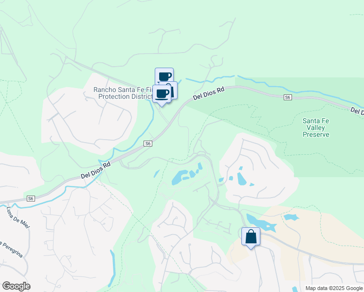 map of restaurants, bars, coffee shops, grocery stores, and more near Siete Leguas in Rancho Santa Fe