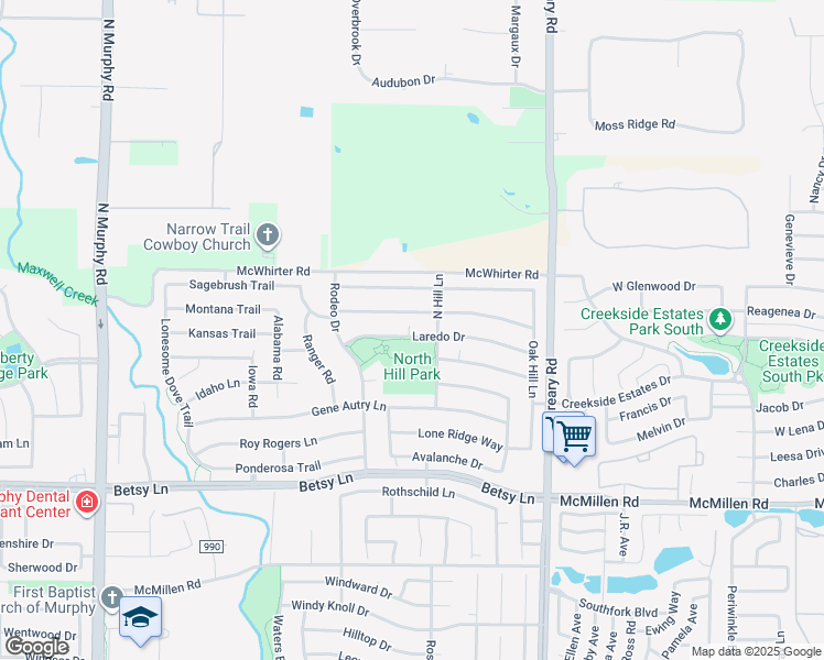 map of restaurants, bars, coffee shops, grocery stores, and more near 541 Laredo Drive in Murphy