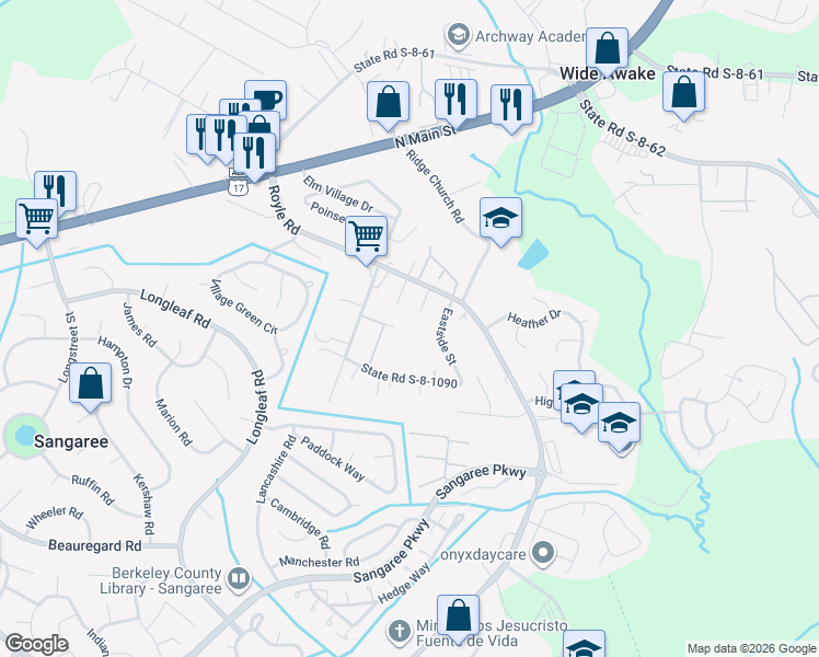 map of restaurants, bars, coffee shops, grocery stores, and more near 820 Veno Lane in Summerville