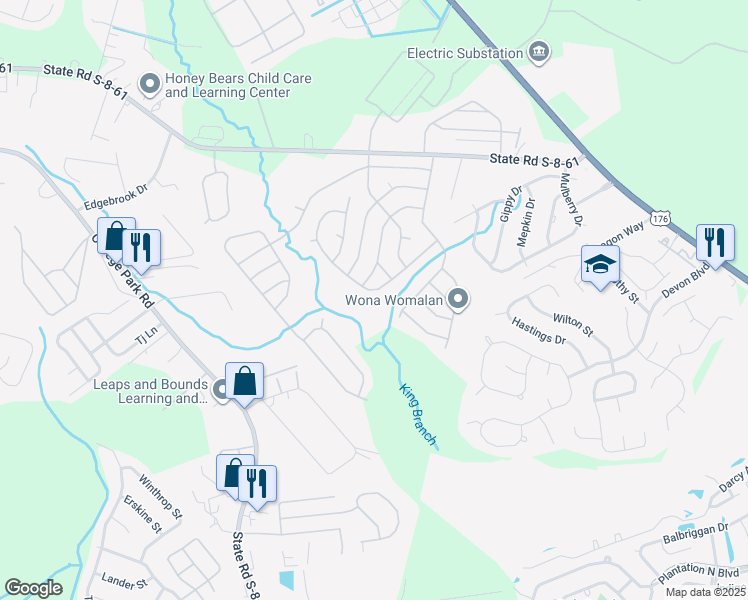 map of restaurants, bars, coffee shops, grocery stores, and more near 424 Pittsburg Landing in Summerville