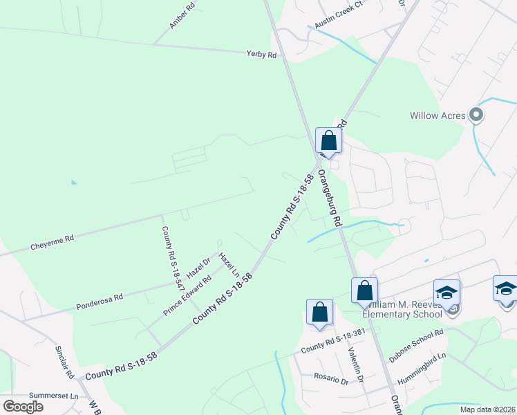 map of restaurants, bars, coffee shops, grocery stores, and more near 388 Cheyenne Road in Summerville