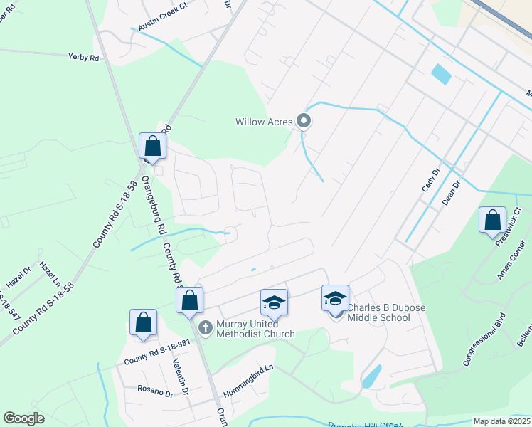map of restaurants, bars, coffee shops, grocery stores, and more near 117 Longford Drive in Summerville
