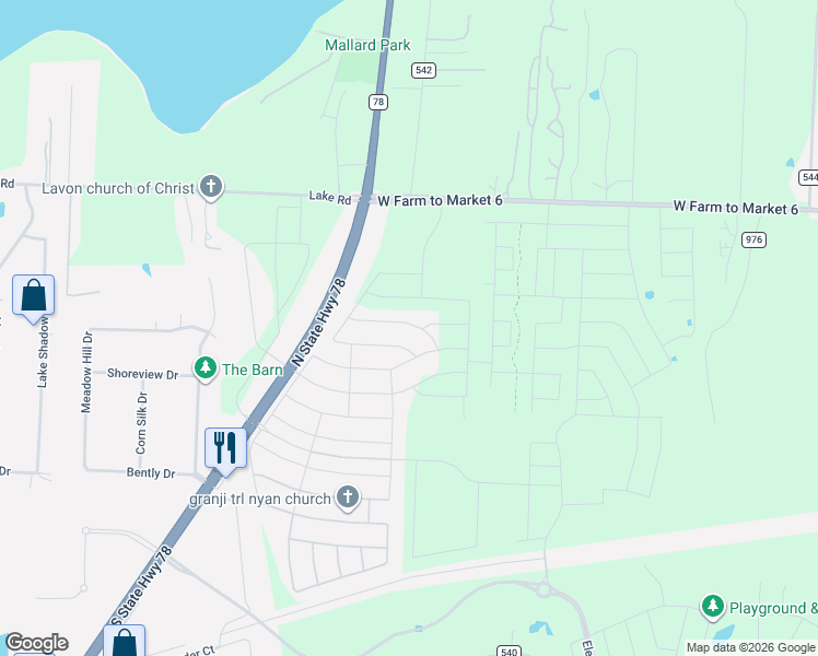 map of restaurants, bars, coffee shops, grocery stores, and more near 78 Texas 78 in Nevada