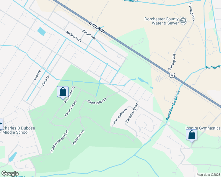 map of restaurants, bars, coffee shops, grocery stores, and more near 415 Eagles Drive in Summerville