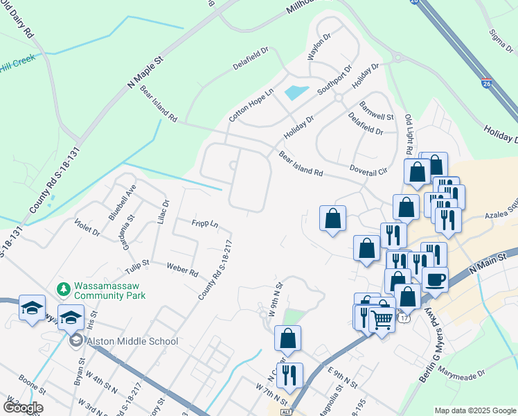 map of restaurants, bars, coffee shops, grocery stores, and more near 133 Avonshire Drive in Summerville