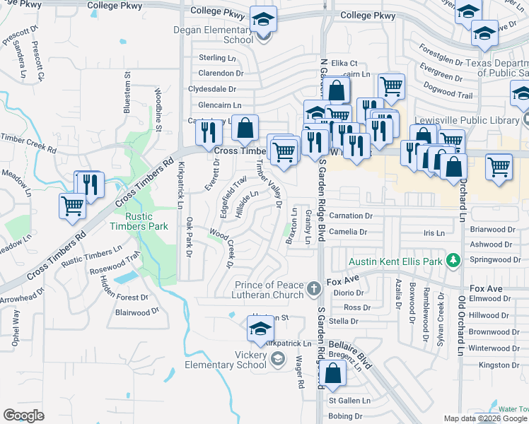 map of restaurants, bars, coffee shops, grocery stores, and more near 905 Summer Trail in Flower Mound
