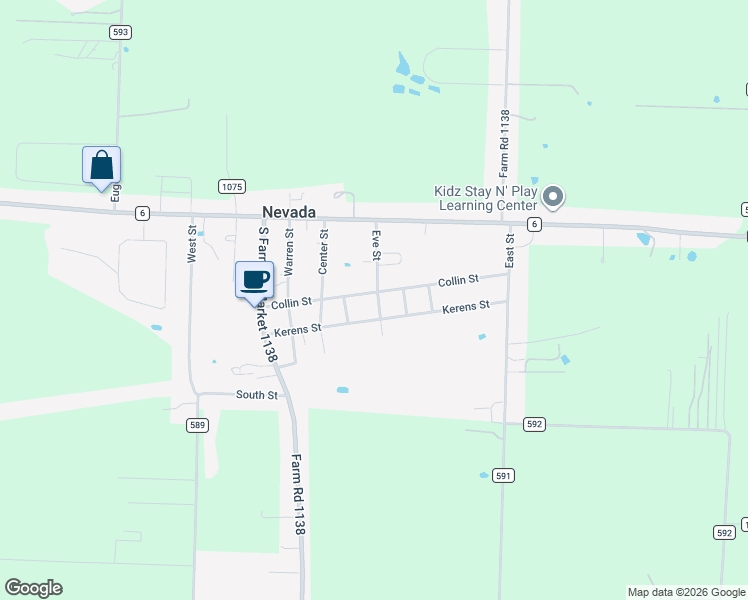 map of restaurants, bars, coffee shops, grocery stores, and more near 322 Collin Street in Nevada