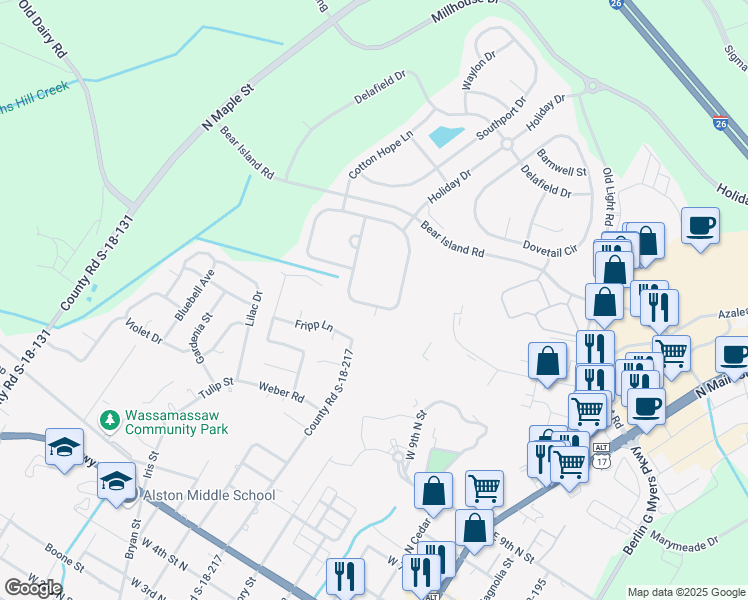 map of restaurants, bars, coffee shops, grocery stores, and more near 125 Avonshire Drive in Summerville