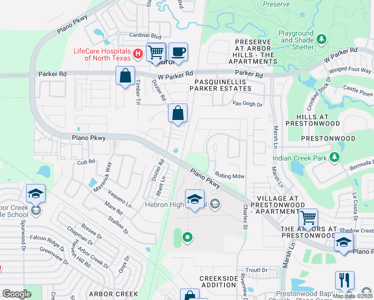 map of restaurants, bars, coffee shops, grocery stores, and more near 4364-4398 Farm to Market 544 in Carrollton