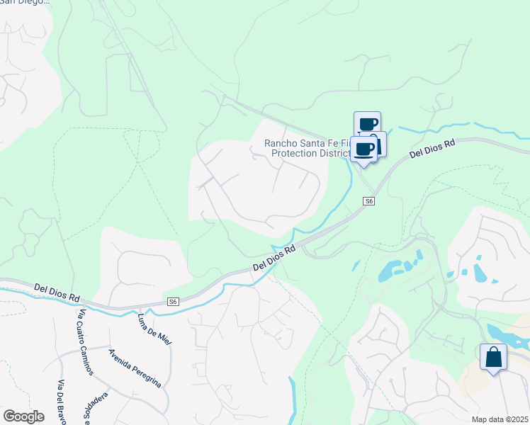 map of restaurants, bars, coffee shops, grocery stores, and more near 7804 Camino De La Dora in Rancho Santa Fe