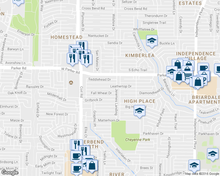 map of restaurants, bars, coffee shops, grocery stores, and more near 3813 Fall Wheat Drive in Plano