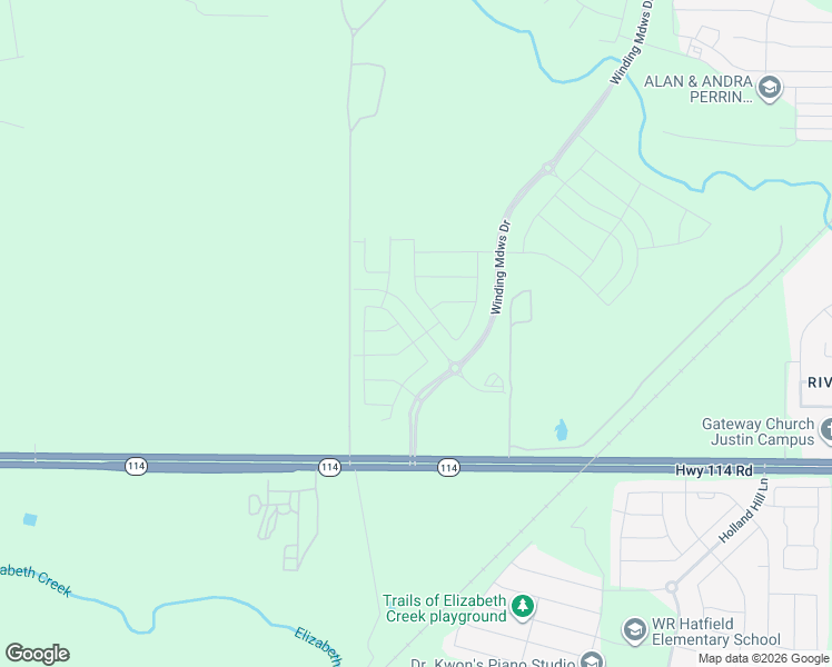 map of restaurants, bars, coffee shops, grocery stores, and more near Ben-Bert Road in Justin