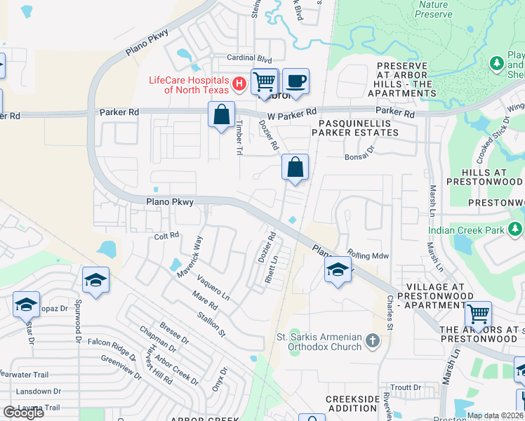 map of restaurants, bars, coffee shops, grocery stores, and more near 4693 Man O'War Road in Carrollton