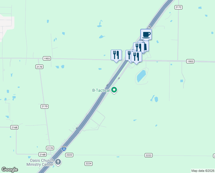 map of restaurants, bars, coffee shops, grocery stores, and more near 2975 Interstate 30 Frontage Road in Greenville