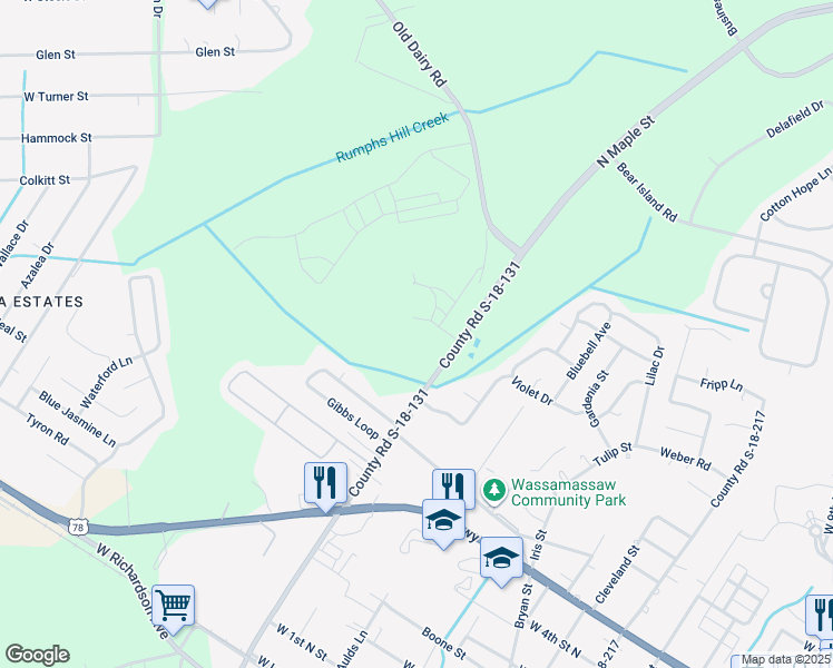 map of restaurants, bars, coffee shops, grocery stores, and more near 716 North Maple Street in Summerville