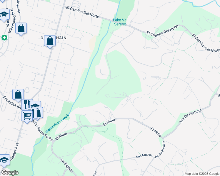 map of restaurants, bars, coffee shops, grocery stores, and more near 18072 Avenida Alondra in Rancho Santa Fe