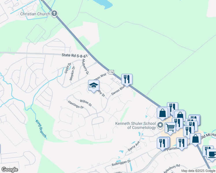 map of restaurants, bars, coffee shops, grocery stores, and more near 1418 Snow Goose Circle in Goose Creek