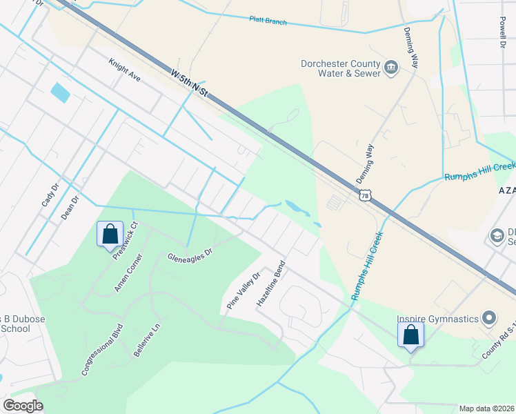 map of restaurants, bars, coffee shops, grocery stores, and more near 129 Presidio Bend in Summerville