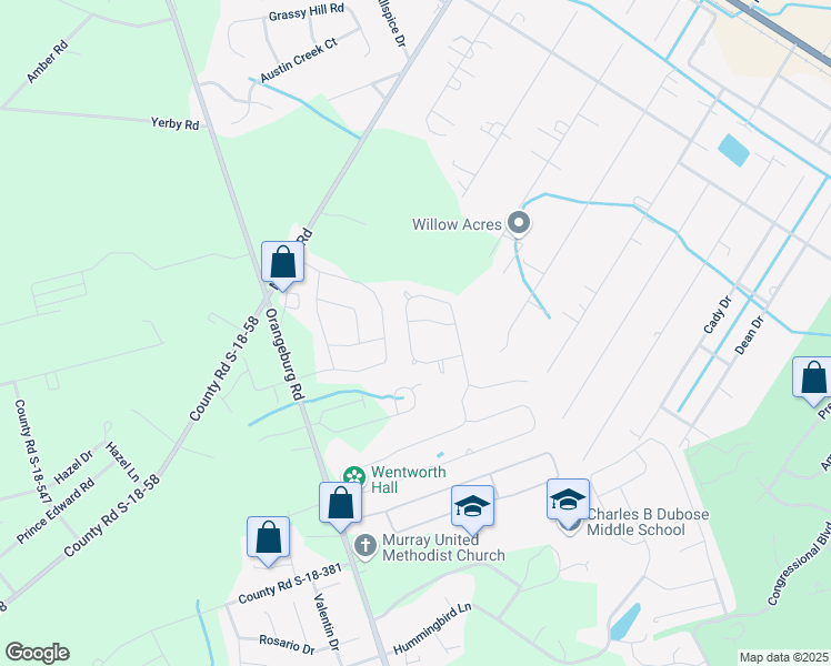 map of restaurants, bars, coffee shops, grocery stores, and more near 215 Longford Drive in Summerville
