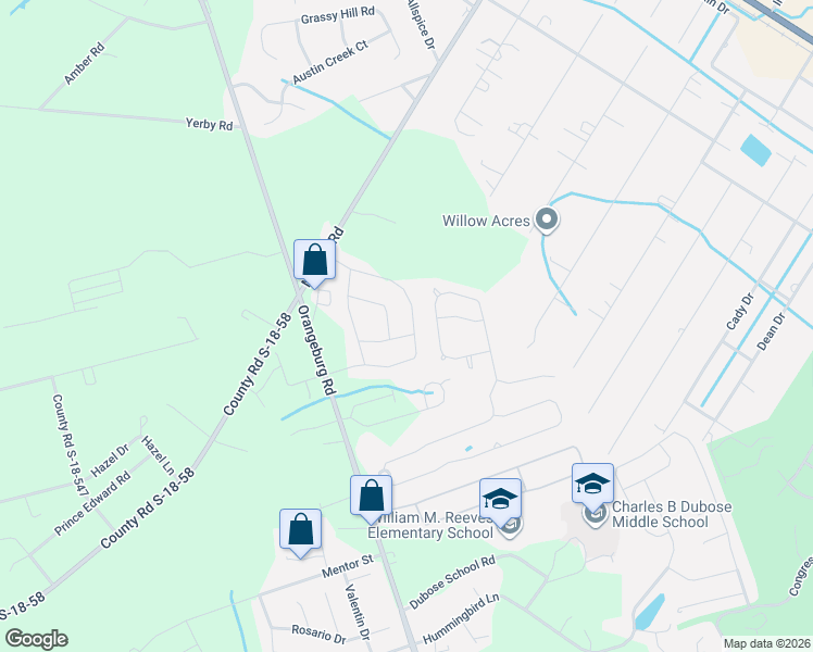 map of restaurants, bars, coffee shops, grocery stores, and more near 115 Akeley Lane in Summerville