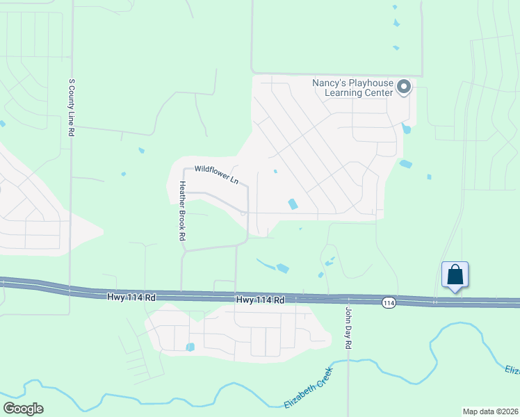 map of restaurants, bars, coffee shops, grocery stores, and more near 16405 Marinette Court in Justin