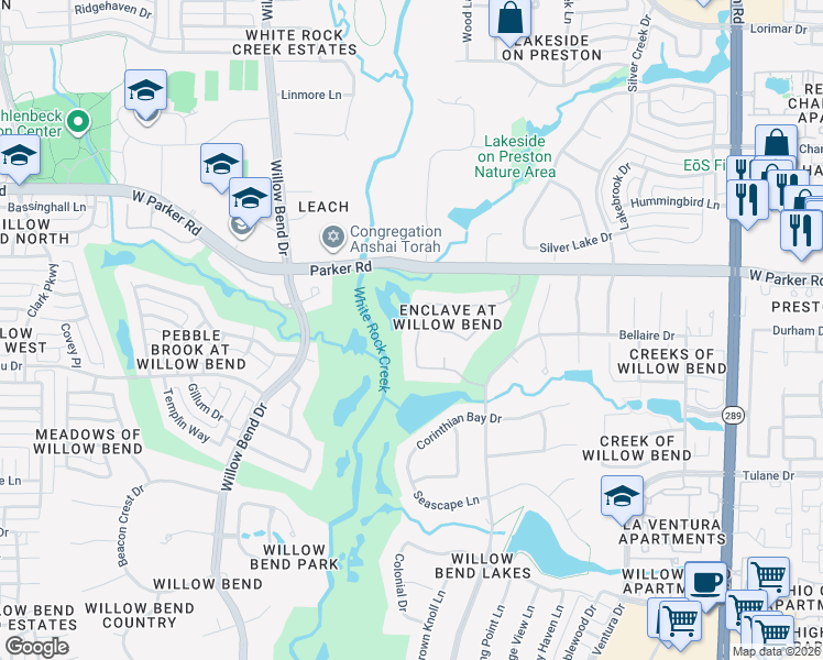map of restaurants, bars, coffee shops, grocery stores, and more near 2821 Chapman Road in Plano