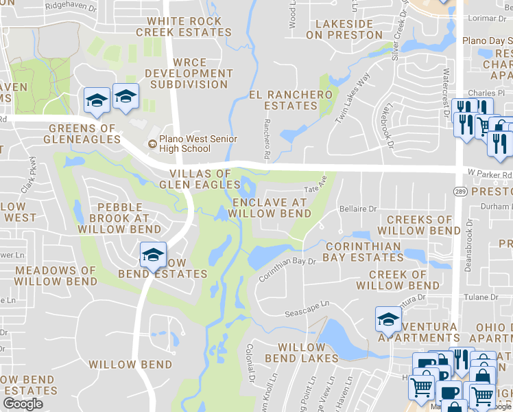 map of restaurants, bars, coffee shops, grocery stores, and more near 2821 Chapman Road in Plano