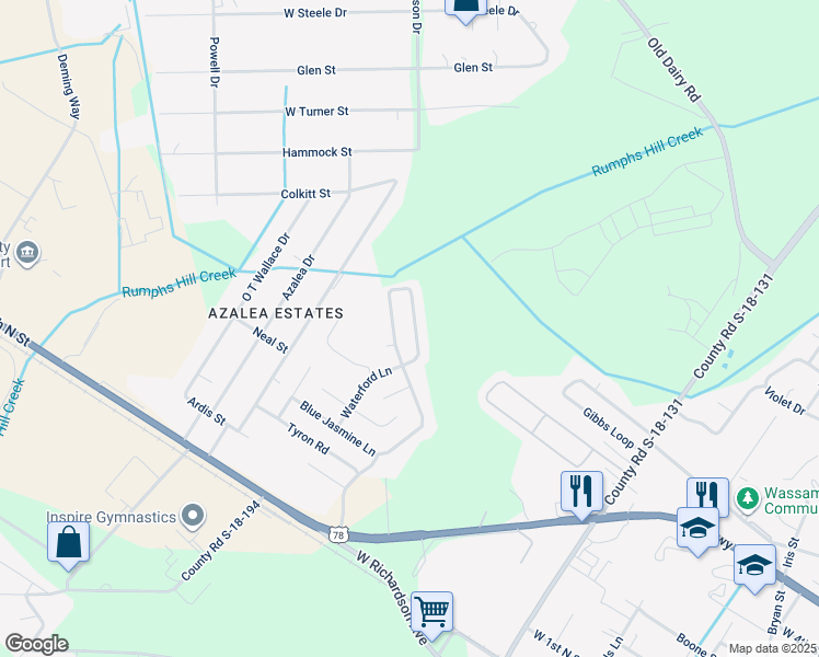 map of restaurants, bars, coffee shops, grocery stores, and more near 315 Aberdeen Circle in Summerville