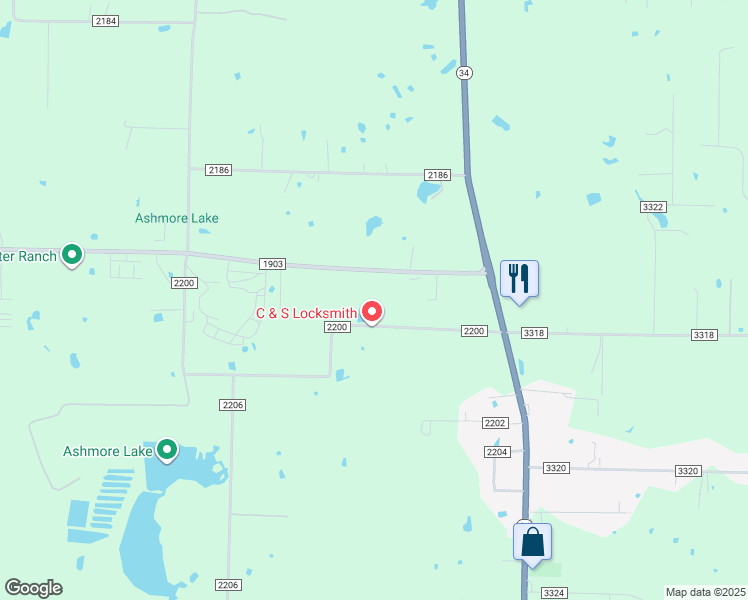 map of restaurants, bars, coffee shops, grocery stores, and more near 181 Farm to Market Road 1903 in Greenville