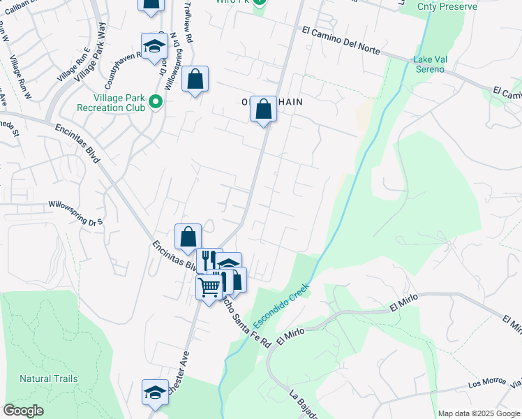 map of restaurants, bars, coffee shops, grocery stores, and more near 2363 Carolyn Place in Encinitas