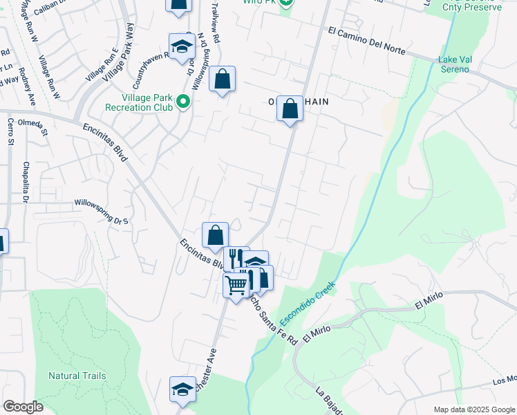 map of restaurants, bars, coffee shops, grocery stores, and more near 234 Rancho Santa Fe Road in Encinitas