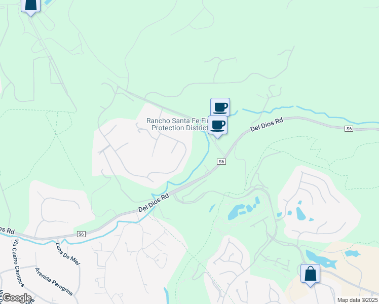 map of restaurants, bars, coffee shops, grocery stores, and more near 7879 Camino De La Dora in Rancho Santa Fe