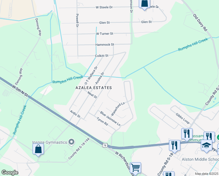 map of restaurants, bars, coffee shops, grocery stores, and more near 123 Macallan Court in Summerville
