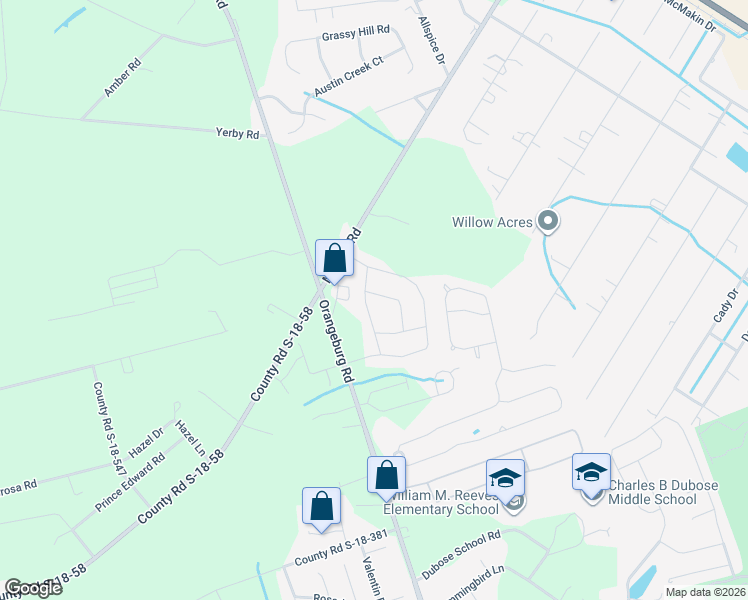 map of restaurants, bars, coffee shops, grocery stores, and more near 112 Pontoria Drive in Summerville