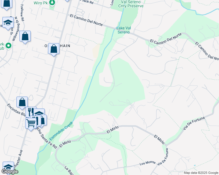 map of restaurants, bars, coffee shops, grocery stores, and more near 18072 Avenida Alondra in Rancho Santa Fe