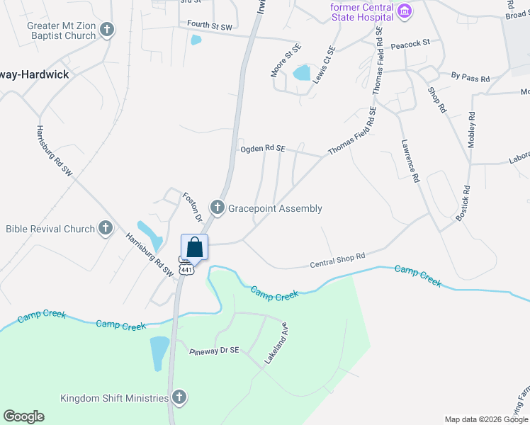 map of restaurants, bars, coffee shops, grocery stores, and more near 150 Thomas Field Road Southeast in Milledgeville