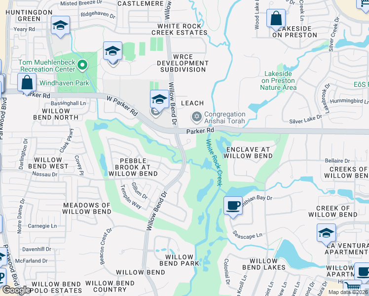 map of restaurants, bars, coffee shops, grocery stores, and more near 5601 Northbrook Drive in Plano