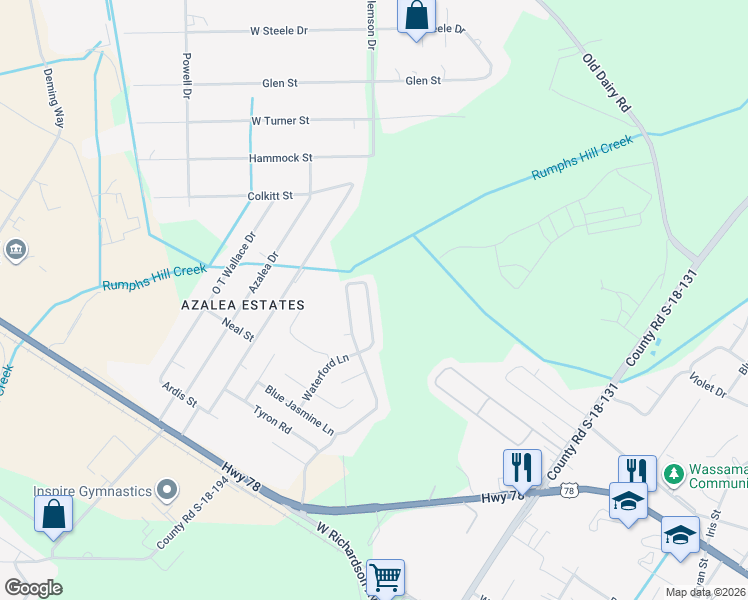 map of restaurants, bars, coffee shops, grocery stores, and more near 324 Aberdeen Circle in Summerville