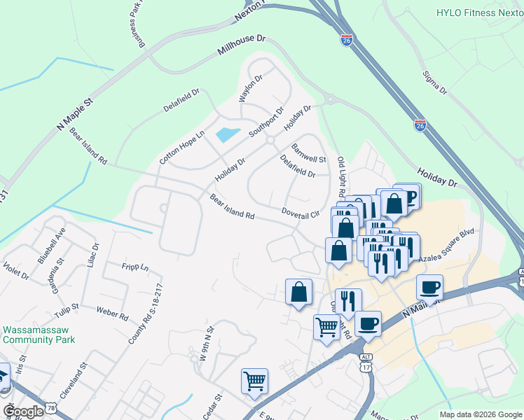 map of restaurants, bars, coffee shops, grocery stores, and more near 103 Ripley Court in Summerville