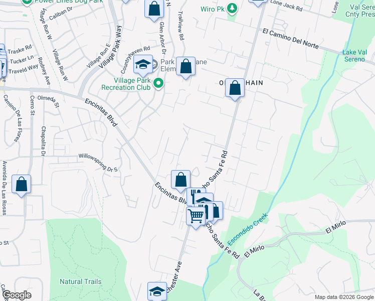map of restaurants, bars, coffee shops, grocery stores, and more near 276 Via Del Cerrito in Encinitas