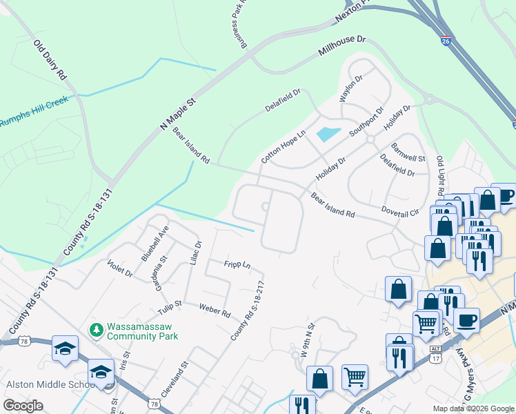 map of restaurants, bars, coffee shops, grocery stores, and more near 106 Cranston Lane in Summerville