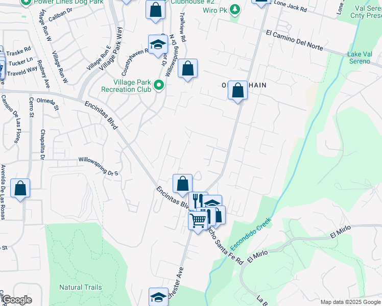 map of restaurants, bars, coffee shops, grocery stores, and more near 277 Via Del Cerrito in Encinitas