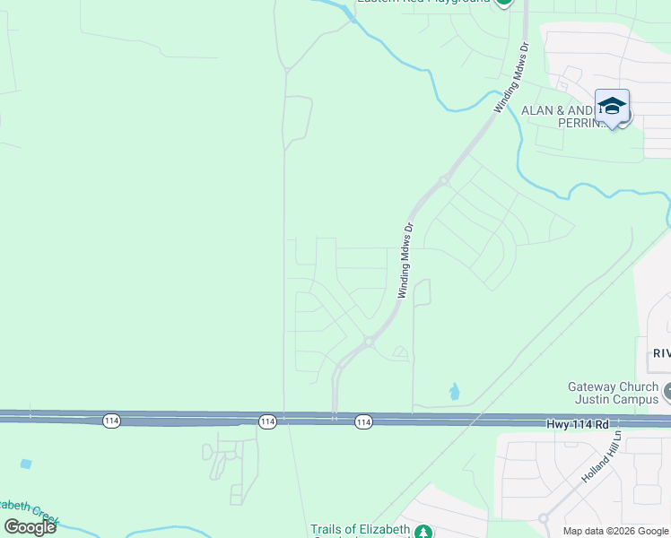 map of restaurants, bars, coffee shops, grocery stores, and more near Ben-Bert Road in Justin