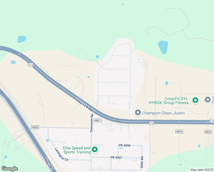 map of restaurants, bars, coffee shops, grocery stores, and more near 1107 Meadowlark Drive in Rhome